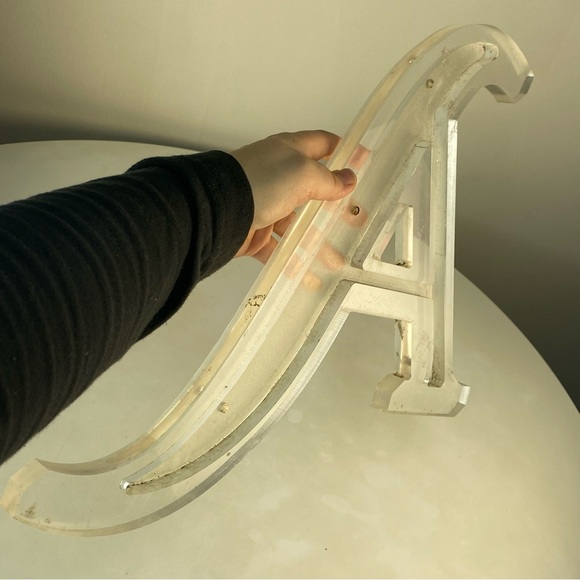 15" Vintage Reclaimed Salvage Sign Letter "A" Initial Clear Acrylic Plastic - Picture 11 of 11